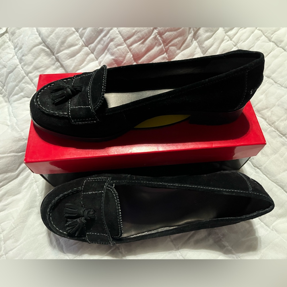 Talbots black suede loafers 10m